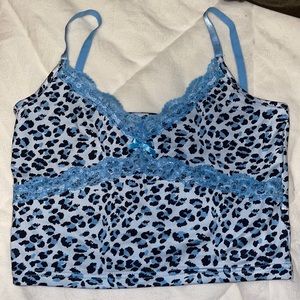 blue leopard crop top